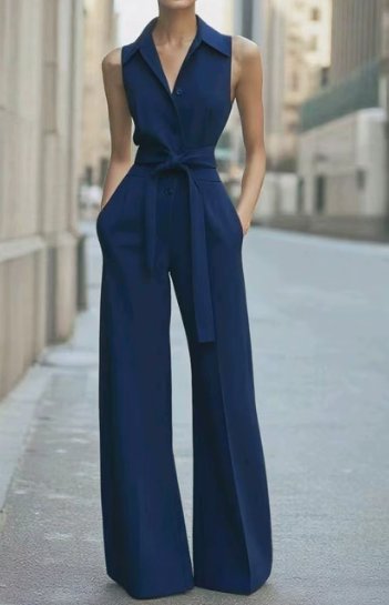Damen Weites-Bein Jumpsuit für elegante Anlässe in Marineblau