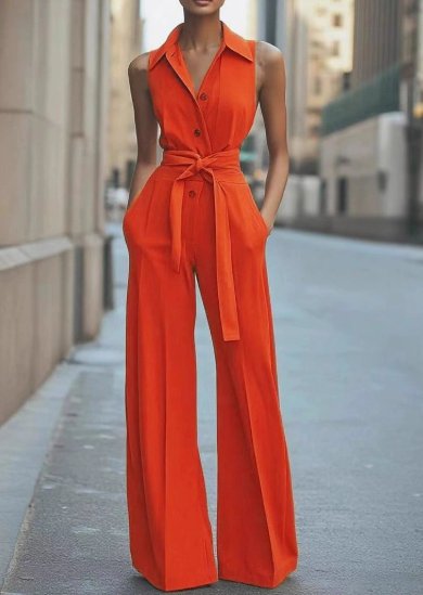 Damen Weites-Bein Jumpsuit für elegante Anlässe in Orange