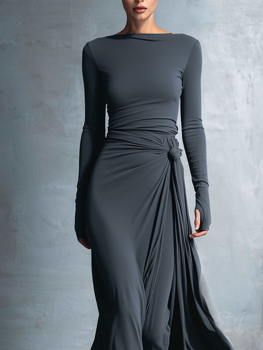 Damen Wickel Maxikleid für Herbst Hochzeitsgäste (2)