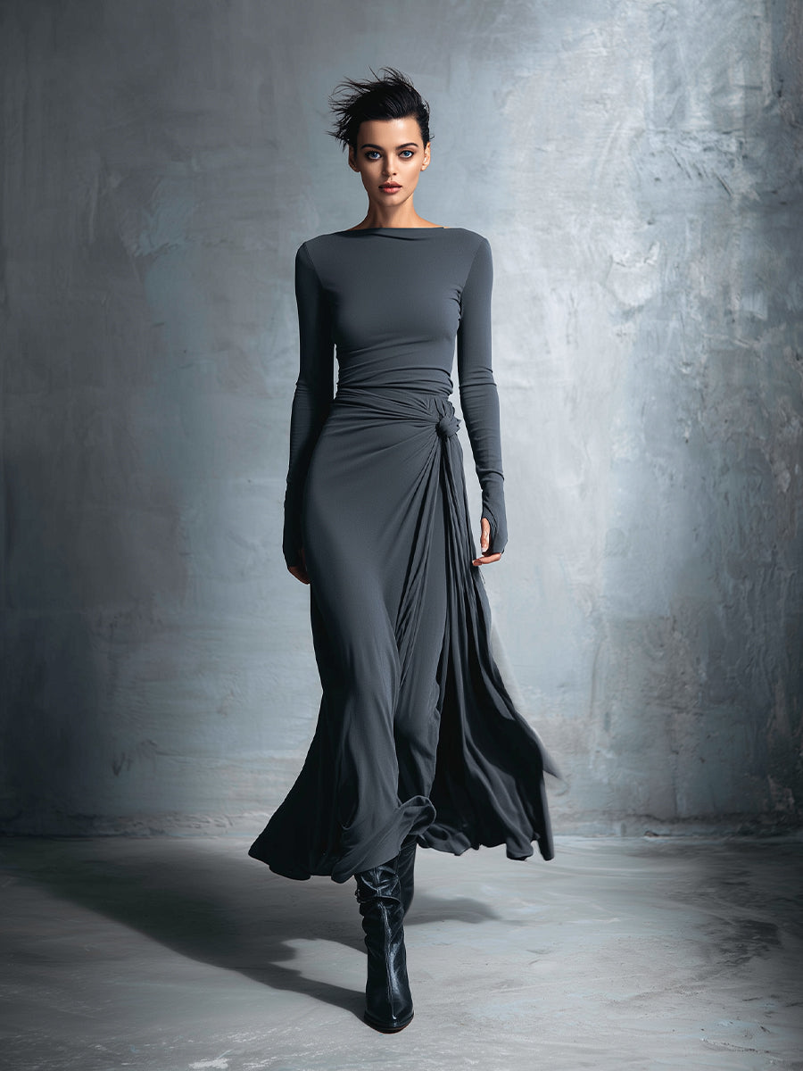 Damen Wickel Maxikleid für Herbst Hochzeitsgäste (7)
