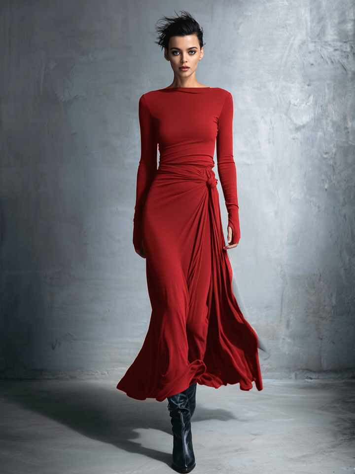 Damen Wickel Maxikleid für Herbst Hochzeitsgäste in Bordeaux