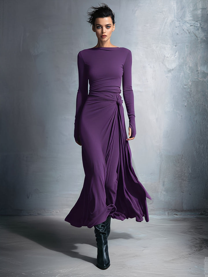 Damen Wickel Maxikleid für Herbst Hochzeitsgäste in Lila