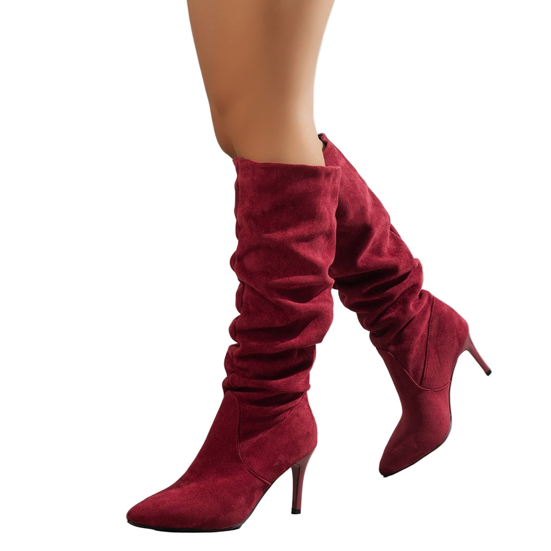 Damen Wildleder Slouch-Stiefel für Herbst in Rot