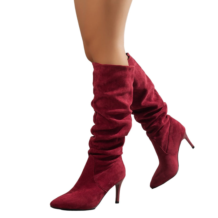 Damen Wildleder Slouch-Stiefel für Herbst in Rot