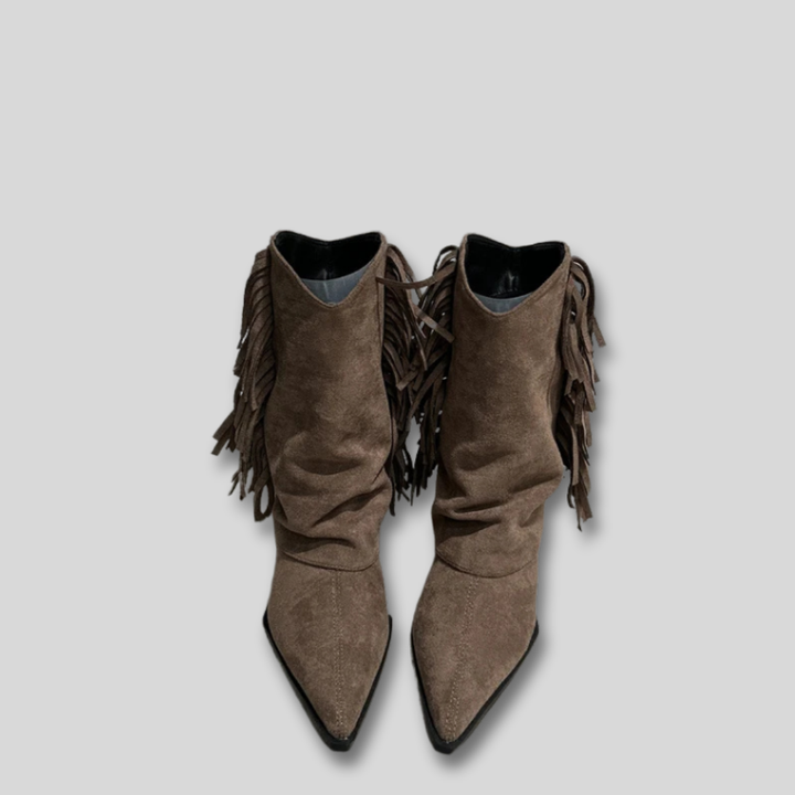 Damen Wildleder Western Stiefeletten für Herbst in Braun