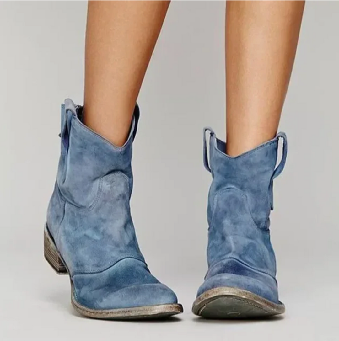 Damen Wildleder Westernstiefel für jeden Tag in Blau