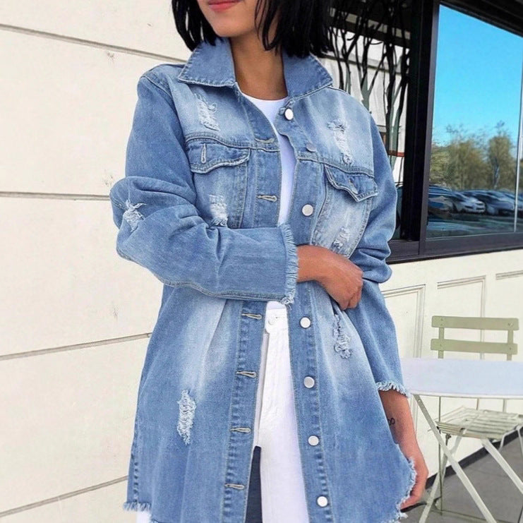 Damen Winterjacke aus Denim mit Destroyed-Details (2)