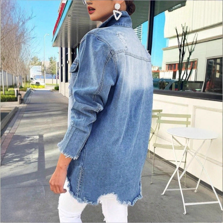 Damen Winterjacke aus Denim mit Destroyed-Details (3)