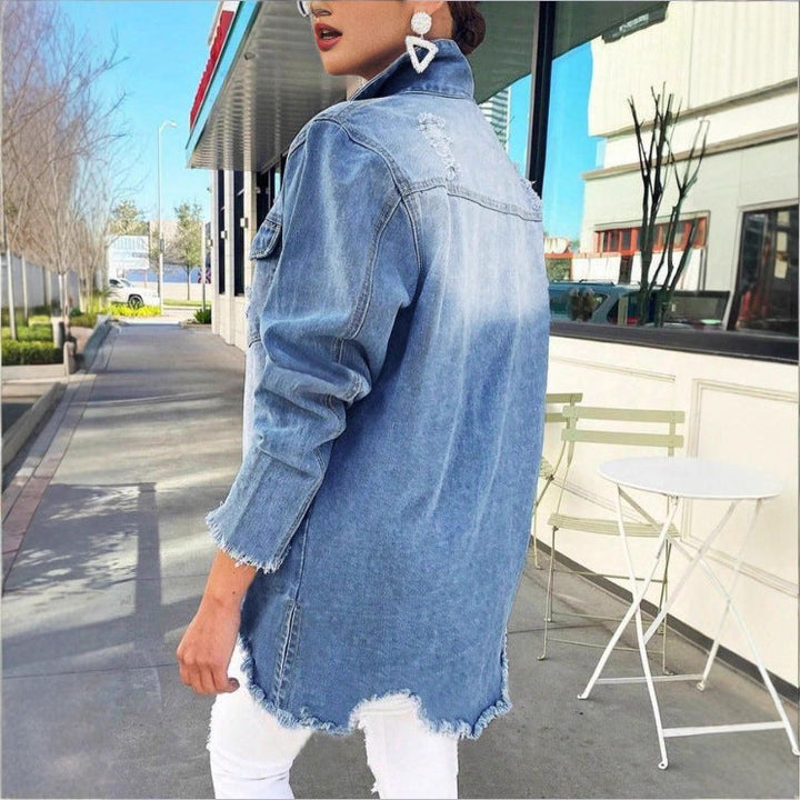 Damen Winterjacke aus Denim mit Destroyed-Details (3)