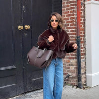 Marie | Damen Winterjacke aus Teddy-Kunstfell im Boxy-Schnitt
