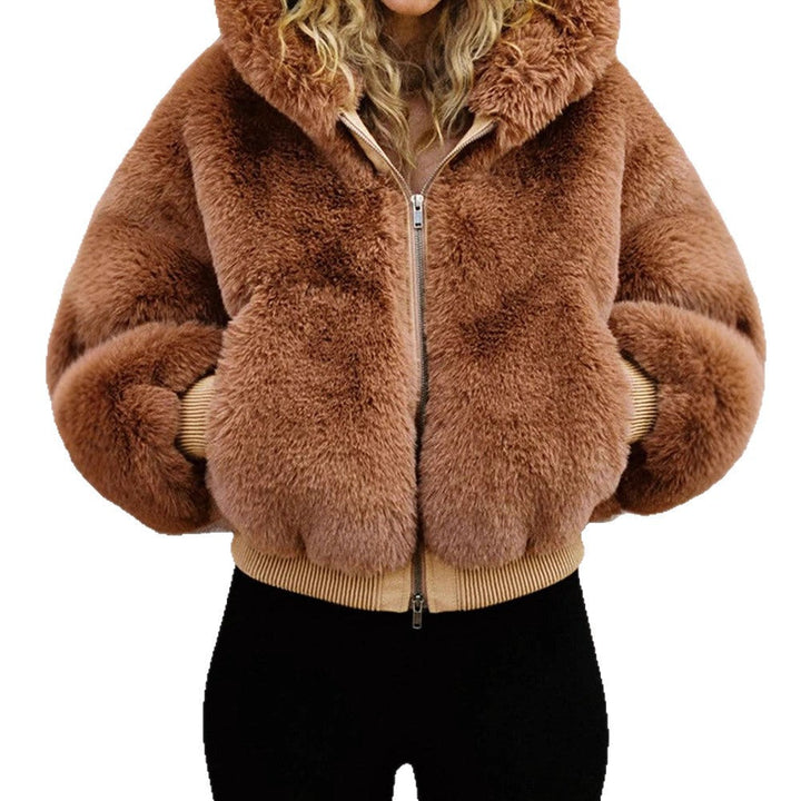 Damen Winterjacke aus Teddy-Kunstpelz mit Kapuze (5)