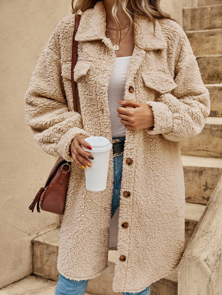 Damen Winterjacke aus Teddy zum Wohlfühlen in Beige