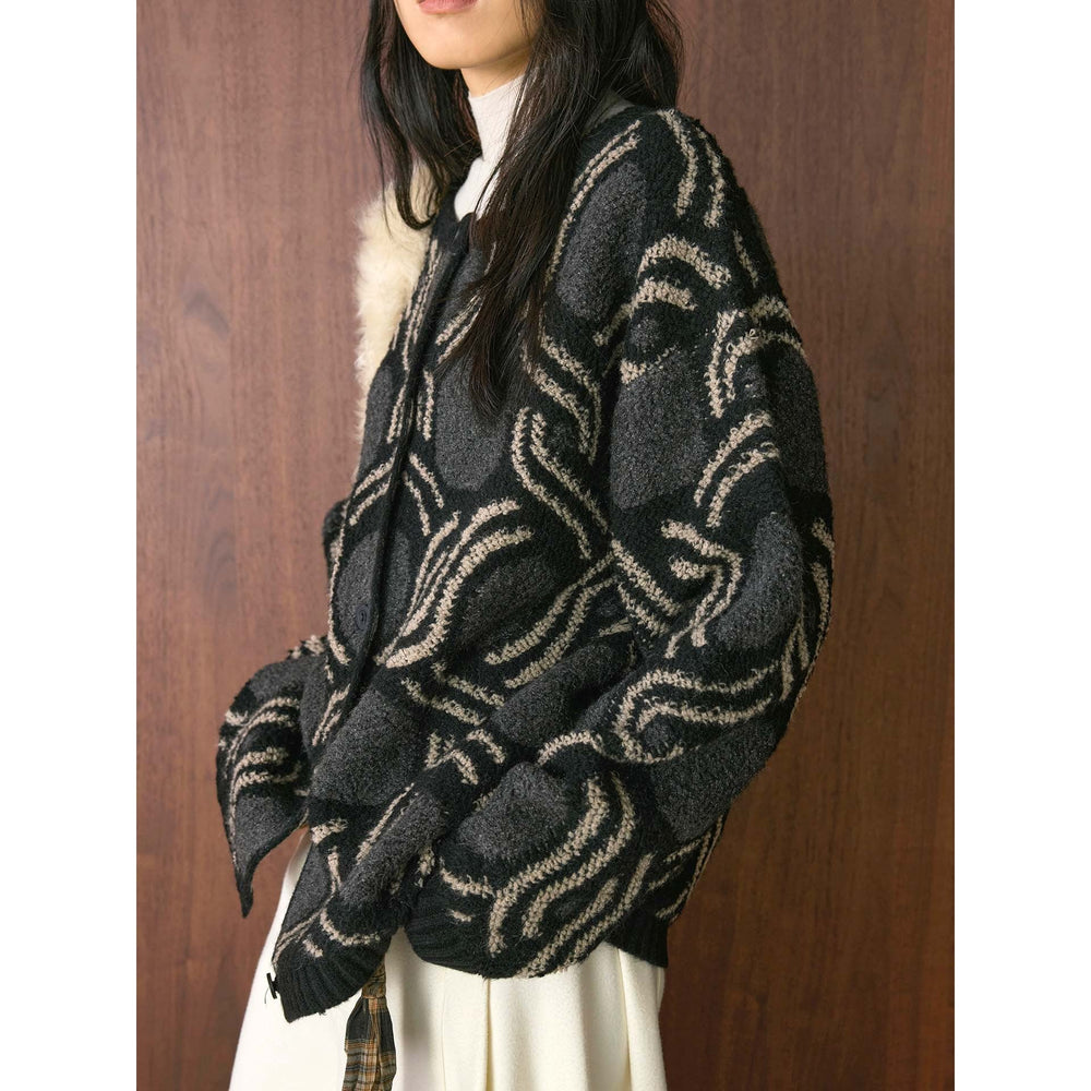 Damen Winterjacke Bouclé mit grafischem Muster (2)