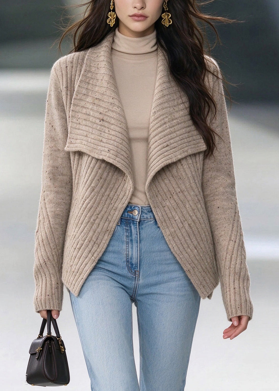 Damen Winterjacke im Cardigan-Stil mit asymmetrischer Linie (3)