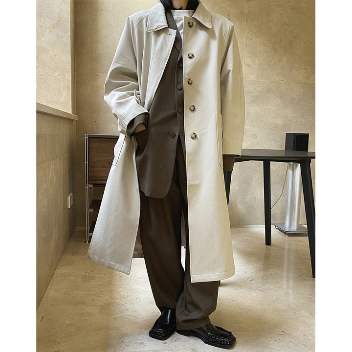 Damen Winterjacke im eleganten Trench-Schnitt, Oversize-Passform in Khakigrau