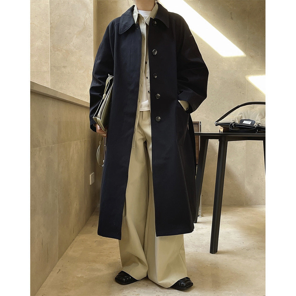 Damen Winterjacke im eleganten Trench-Schnitt, Oversize-Passform in Schwarz