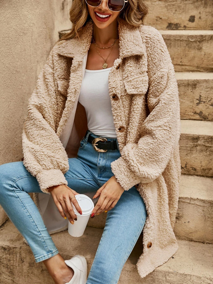 Damen Winterjacke im Hemdjacken-Stil aus Teddyplüsch (5)
