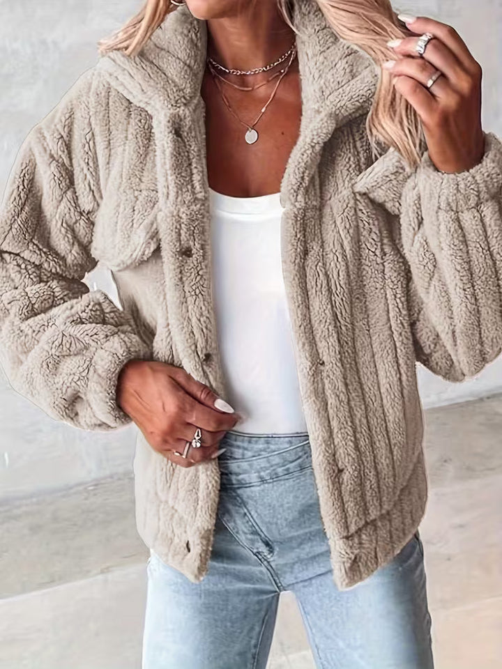 Damen Winterjacke im Hemdjackenstil mit Rippoptik