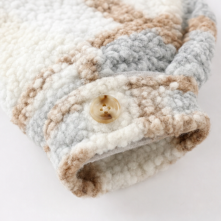 Damen Winterjacke im Karo-Muster mit Sherpa (9)