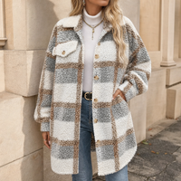 Victoria | Damen Winterjacke im Karo-Muster mit Sherpa
