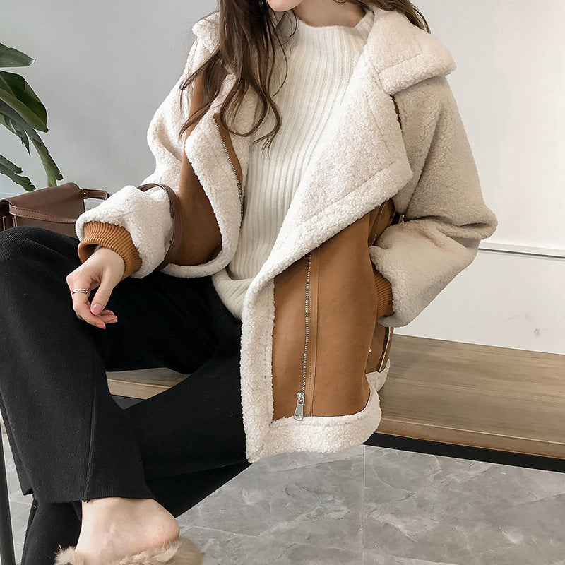 Damen Winterjacke im Kunstlammfell-Stil für Herbst (3)