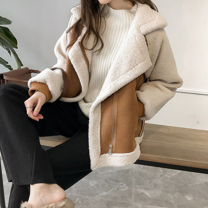 Damen Winterjacke im Kunstlammfell-Stil für Herbst (3)