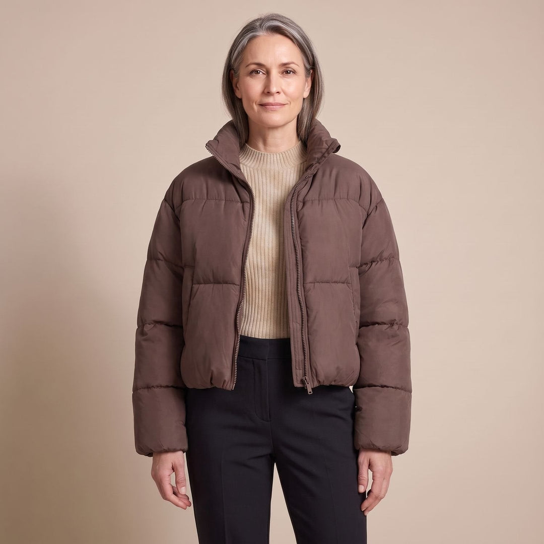 Damen Winterjacke im Kurzschnitt mit Stehkragen (11)