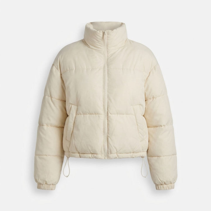 Damen Winterjacke im Kurzschnitt mit Stehkragen in Beige