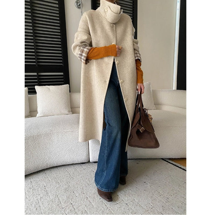 Damen Winterjacke im langen Schnitt für Alltag in Aprikose