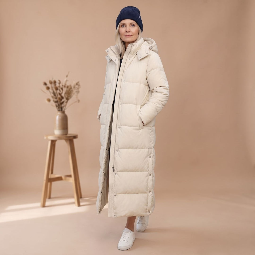 Damen Winterjacke im langen Schnitt mit Kapuze (18)