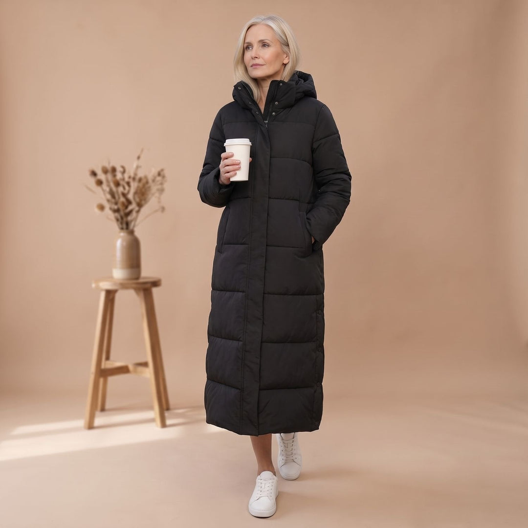 Damen Winterjacke im langen Schnitt mit Kapuze (21)