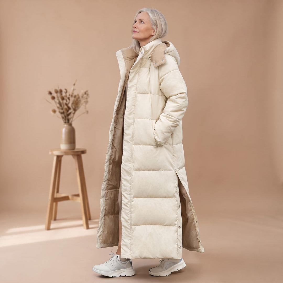 Damen Winterjacke im langen Schnitt mit Kapuze (3)