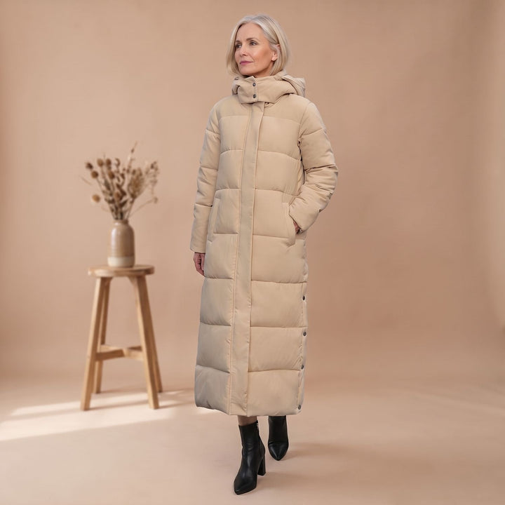 Damen Winterjacke im langen Schnitt mit Kapuze (5)