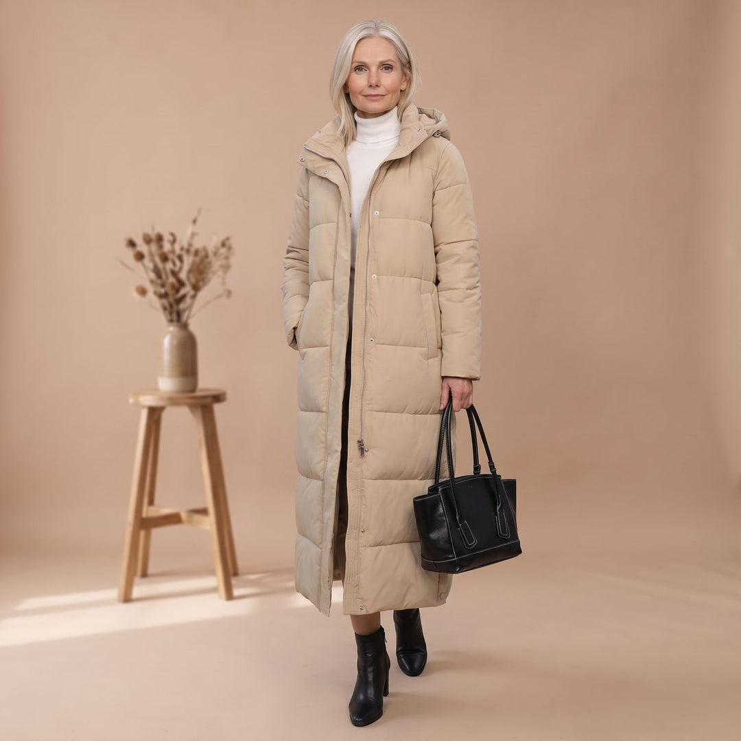 Damen Winterjacke im langen Schnitt mit Kapuze (6)