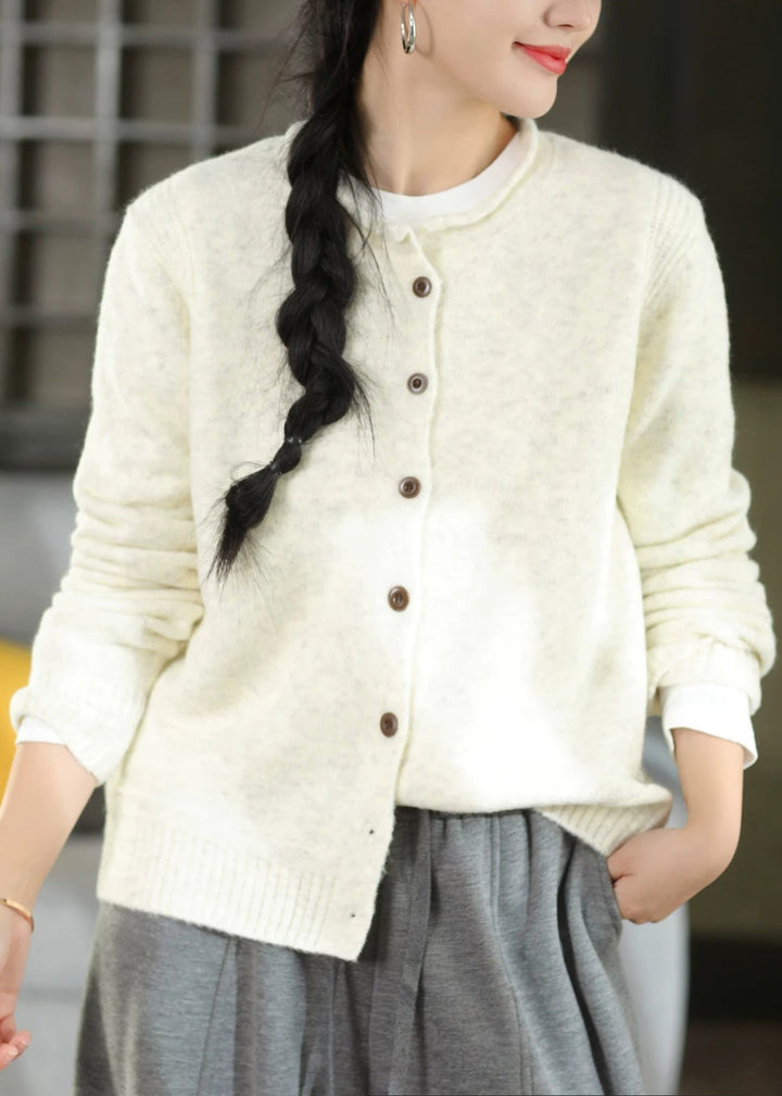 Damen Winterjacke im Strickstil mit Patchwork in Aprikose