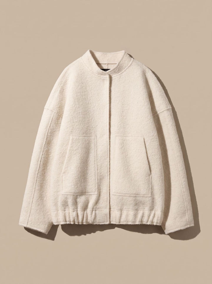 Damen Winterjacke im Teddystil Oversized in Beige