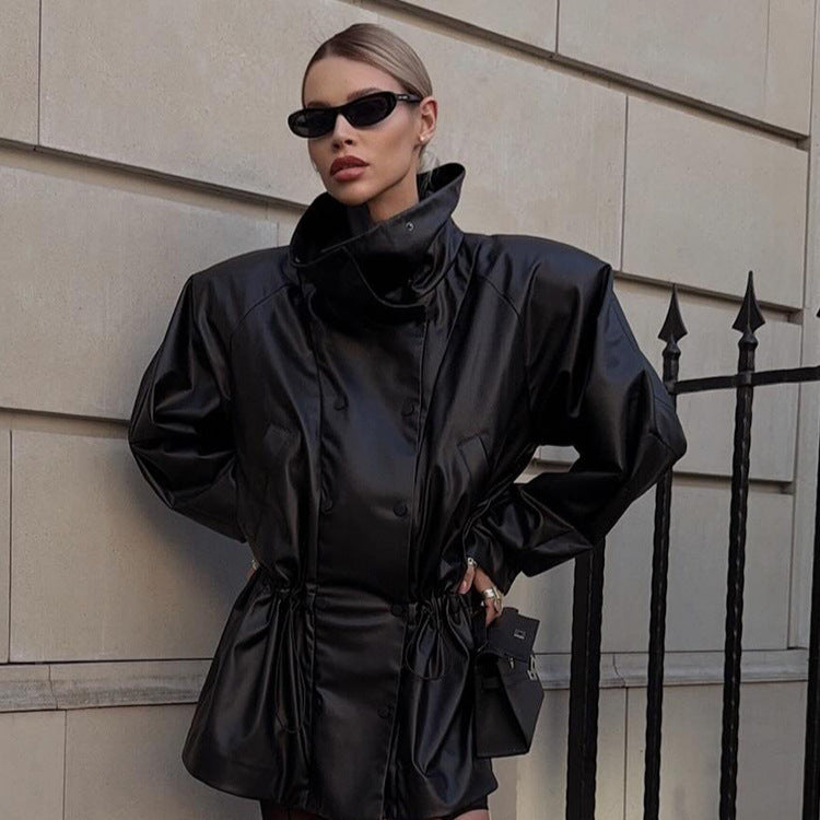 Damen Winterjacke im Urban-Stil aus Kunstleder (3)