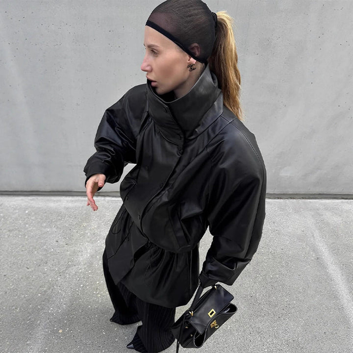 Damen Winterjacke im Urban-Stil aus Kunstleder (4)
