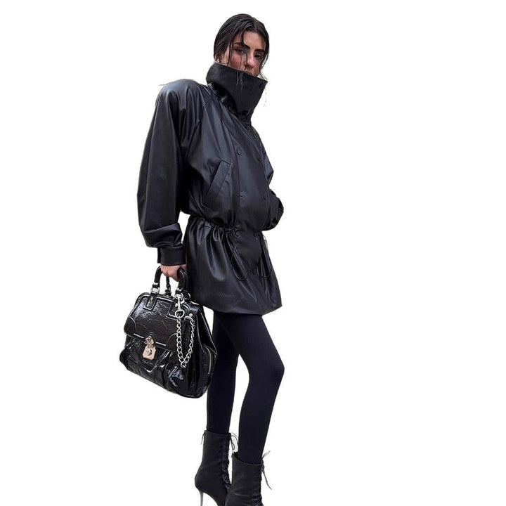 Damen Winterjacke im Urban-Stil aus Kunstleder (5)