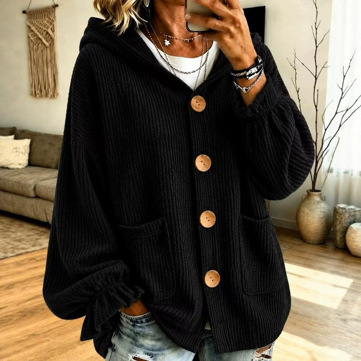 Damen Winterjacke im Waffelstrick mit Kapuze (4)