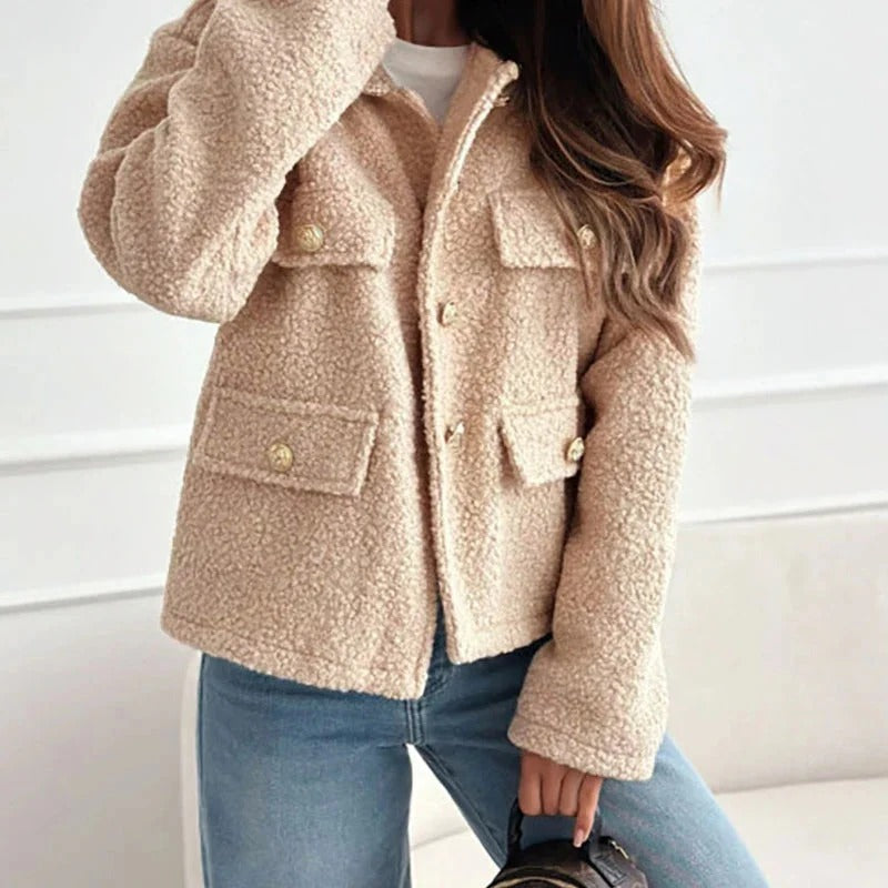 Damen Winterjacke kurz strukturiert elegant in Beige