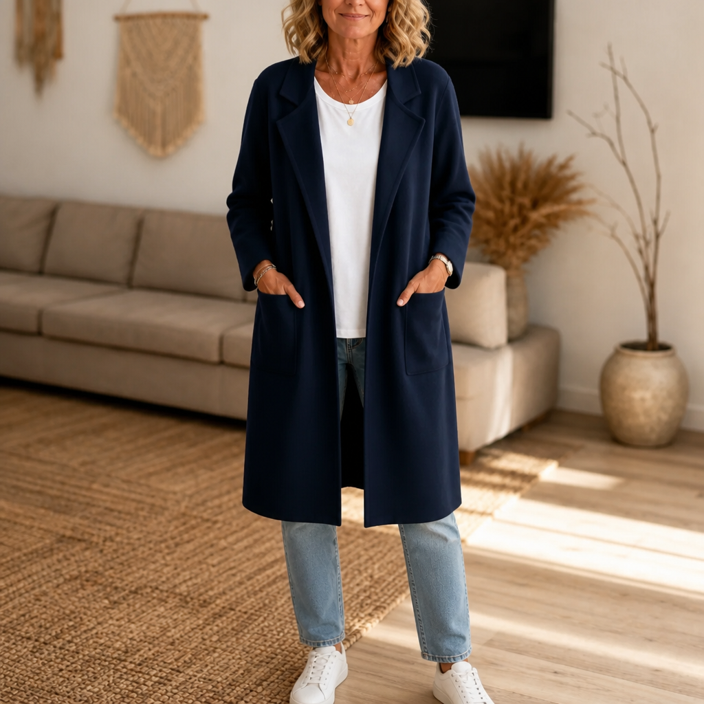 Damen Winterjacke lang für kalte Tage in Marineblau