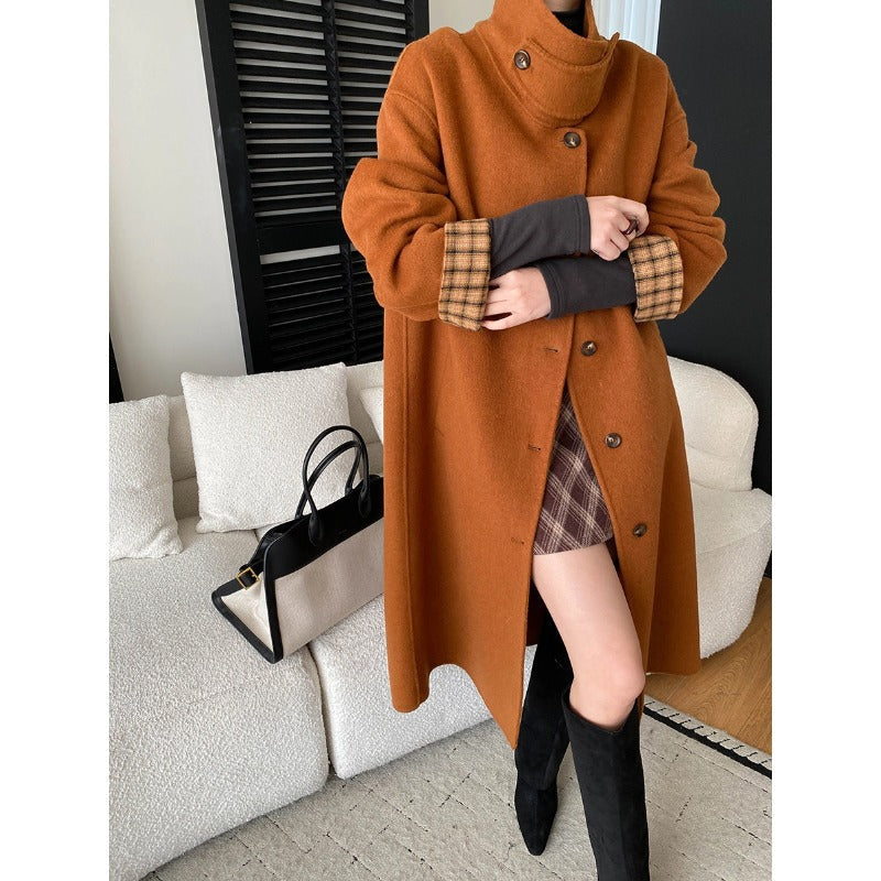 Damen Winterjacke Langer Schnitt aus Wolle in Orange