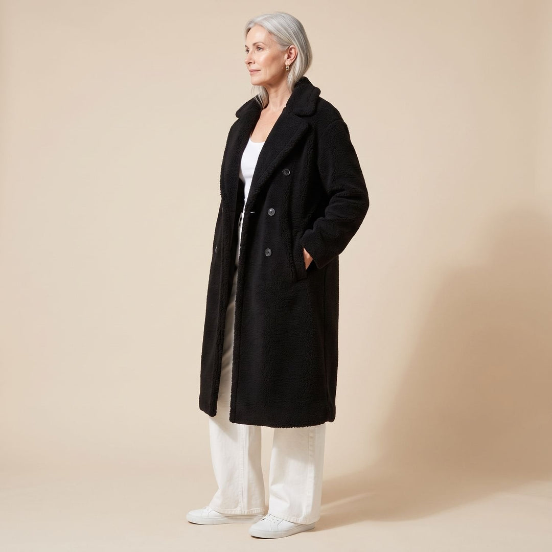 Damen Winterjacke Longline im Teddy-Stil (5)