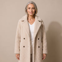 Marlene | Damen Winterjacke Longline im Teddy-Stil