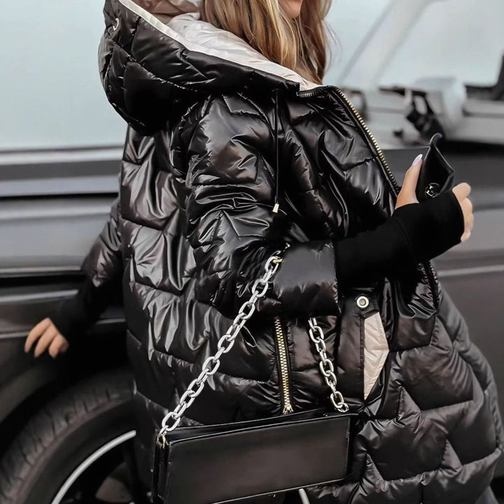 Damen Winterjacke Midi mit Kapuze im Puffer-Look (4)