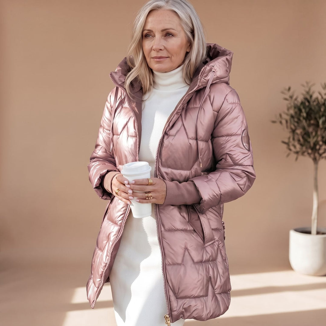 Damen Winterjacke Midi mit Kapuze im Puffer-Look (5)