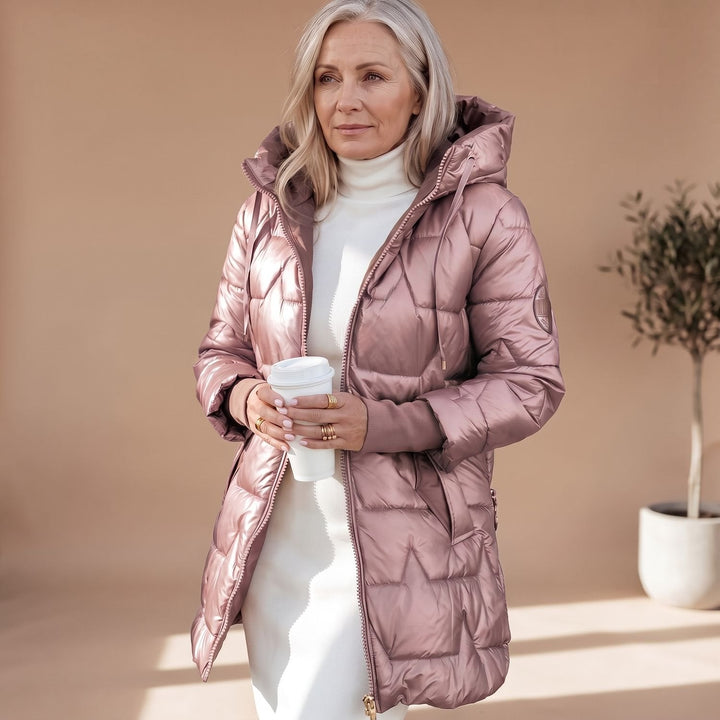 Damen Winterjacke Midi mit Kapuze im Puffer-Look (5)