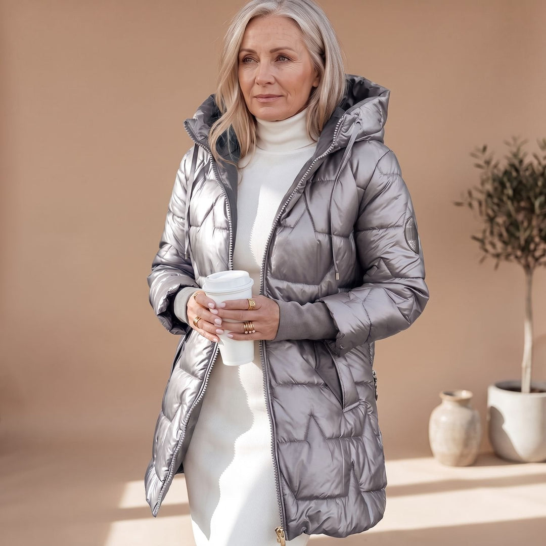 Damen Winterjacke Midi mit Kapuze im Puffer-Look (6)