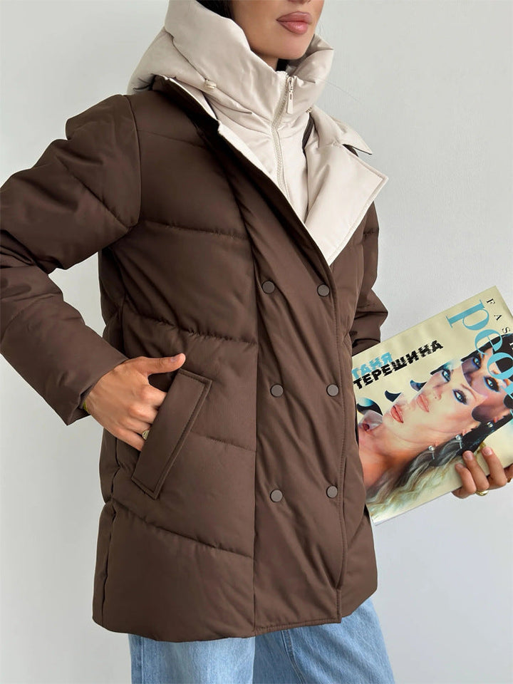 Damen Winterjacke mit abnehmbarer Steppweste zum Schichten in Kaffee